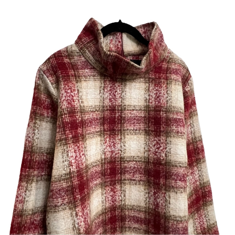 SALE Just Female Wood Blouse Plaid High Neck